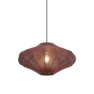 Japandi závesná lampa hnedá s látkovým tienidlom 50cm - Plu vyobraziť