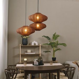 Japandi závesná lampa hnedá 50cm 3-svetlá - Plu vyobraziť