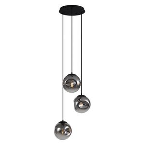 Art Deco závesná lampa čierna so sklom Smoke 3-Lights - Douglass vyobraziť