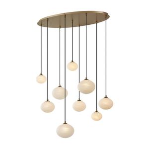 Art Deco závesná lampa zlatá s opálovým sklom 9-svetiel - Yani vyobraziť