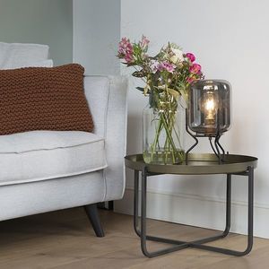 Dizajnová stolná lampa čierna s dymovým sklom - Bliss vyobraziť