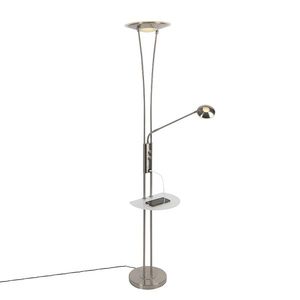 Stojaca lampa z ocele s ramenom na čítanie vrátane LED a USB portu - Sevilla vyobraziť