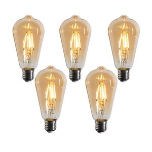 Sada 5 stmievateľných LED žiaroviek E27 Filament ST64 zlatá 4, 5W 450 lm 2200K vyobraziť