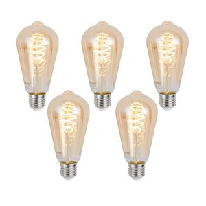 Sada 5 ks Inteligentné stmievateľné LED žiarovky E27 ST64 Jantárová 4, 9 W 320 lm 2500 K vyobraziť