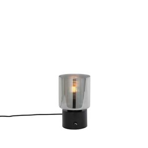 Art Deco stolná lampa čierna s dymovým sklom - Laura vyobraziť
