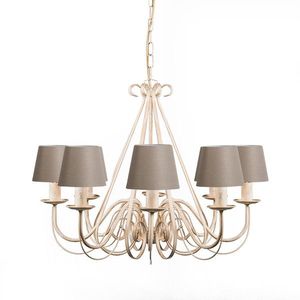 Lustr krémovej farby 60 cm s tienidlami v odtieni taupe - Giuseppe 8 vyobraziť