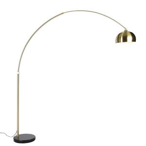 Stojaca lampa mosadz s čiernym mramorovým podstavcom s mosadzným tienidlom - XXL vyobraziť