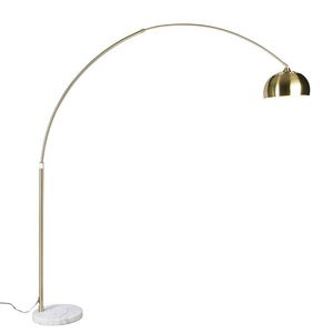 Oblúková stojaca lampa mosadz s bielym mramorovým podstavcom nastaviteľná - XXL vyobraziť