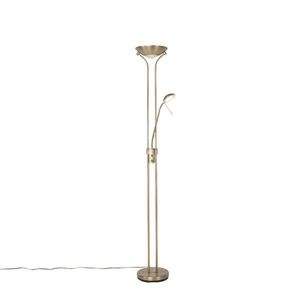 Moderná stojaca lampa bronzová s lampou na čítanie vrátane LED s tlmením na teplé - Diva vyobraziť