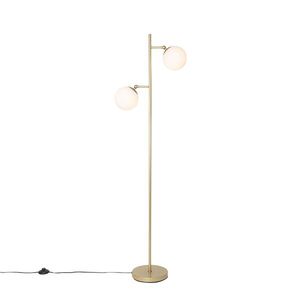 Stojaca lampa v štýle Art Deco zlatá s opálovým sklom 2-svetlo - Pallon vyobraziť