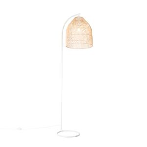 Vidiecka stojaca lampa biela s ratanom - Sam vyobraziť