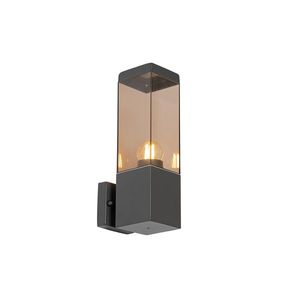 Moderná vonkajšia nástenná lampa tmavosivá s dymovým sklom - Malios vyobraziť
