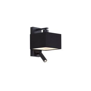 Moderná nástenná lampa čierna štvorcová s lampou na čítanie - Puglia vyobraziť