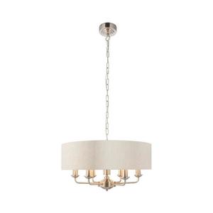Endon 94357 - Luster na reťazi HIGHCLERE 6xE14/40W/230V béžový/matný chróm 94357 vyobraziť