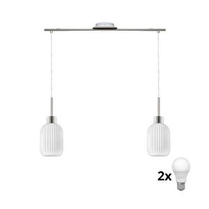 Eglo LED luster na lanku HARMA 2xE27/60W/230V matný chróm/biela 1xEG32519+2xNSLA55442 vyobraziť