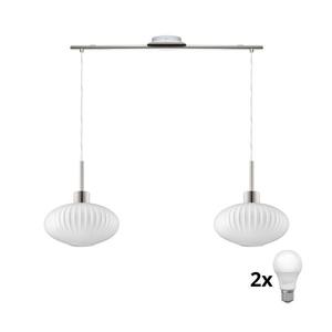 Eglo LED luster na lanku HARMA 2xE27/60W/230V matný chróm/biela 1xEG32519+2xNSLA55473 vyobraziť