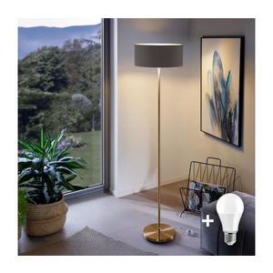 LED stojacia lampa TUNJA 1xE27/20W/230V, priemer 38 cm, zlatá/hnedá 1xSA2189+1xEG32474 vyobraziť