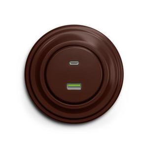 lap - Retro USB zásuvka A+C s rámikom, hnedá KA0034+KA0079 vyobraziť