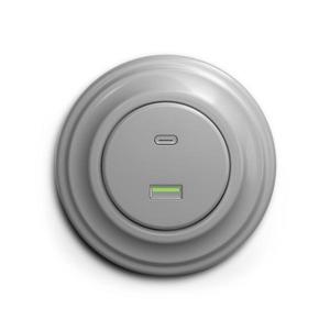 lap - Retro USB zásuvka A+C so sivým rámčekom KA0052+KA0087 vyobraziť