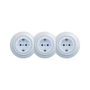 lap - Trojitá retro domová zásuvka s rámikom SCHUKO 230V modrá KA0027+2xKA0026+3xKA0108 vyobraziť