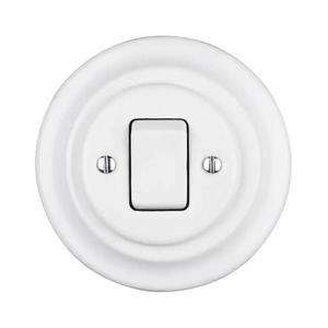 Bohemia-Design - Retro porcelánový jednoduchý vypínač s rámčekom č. 7 biela 12357552 vyobraziť