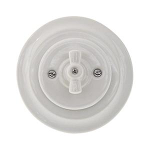 Bohemia-Design - Porcelánový retro otočný vypínač s rámikom č. 1 biela 12357543 vyobraziť