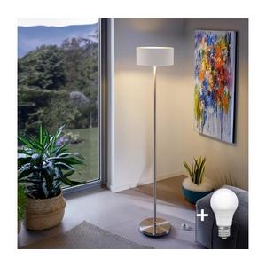 LED stojacia lampa TUNJA 1xE27/20W/230V priemer 30 cm matný chróm/biela 1xSA2188+1xEG32476 vyobraziť