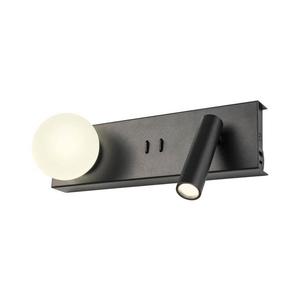 Redo 01-4663 - LED nástenné svietidlo NORMA LED/5W/230V + LED/3W CRI 90 USB čierne 01-4663 vyobraziť