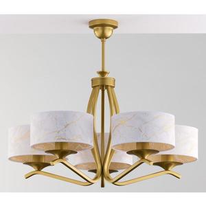 Jupiter 2110 - Luster na tyči KASZMIR 5xE27/15W/230V biela/zlatá/mramorový dekor 2110 vyobraziť