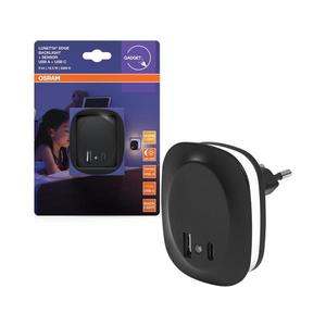 Osram- LED Nočné svietidlo do zásuvky so senzorom a USB LUNETTA LED/12, 5W/230V 4099854532078 vyobraziť