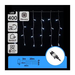 B.V. - LED vonkajšia vianočná reťaz 400xLED/6W/230V/8 funkcií 20x0, 4m IP44 studená biela B103031Q3 vyobraziť