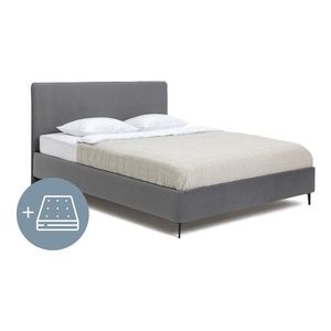 Sivá čalúnená dvojlôžková posteľ s matracom/s roštom 160x200 cm Noira Slim – Bonami Selection vyobraziť