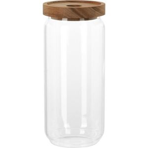 Sklenená dóza s akáciovým viečkom 1000 ml, 1 l vyobraziť