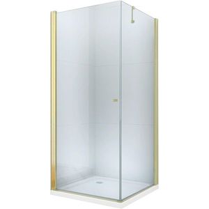 MEXEN/S - Pretoria otváracia sprchovací kút 70x80, sklo transparent, zlatá + vanička 852-070-080-50-00-4010 vyobraziť