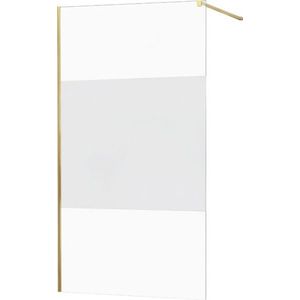 MEXEN/S - KIOTO Sprchová zástena WALK-IN 080x200 cm 8 mm, zlatá, Transparent/matné sklo 800-080-101-50-35 vyobraziť