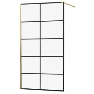 MEXEN/S - KIOTO Sprchová zástena WALK-IN 80x200 cm 8 mm, zlatá, čierny vzor 1 800-080-101-50-77 vyobraziť