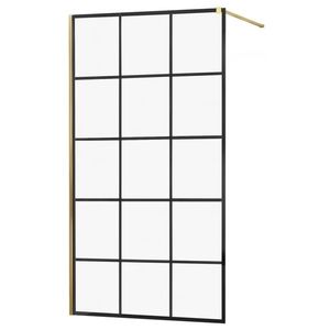 MEXEN/S - KIOTO Sprchová zástena WALK-IN 110x200 cm 8 mm, zlatá, čierny vzor 1 800-110-101-50-77 vyobraziť