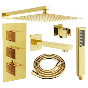 Sprchový set podomietkový MEXEN CUBE DR02 30 cm zlatý vyobraziť