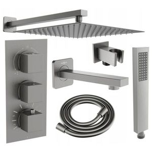 MEXEN/S - Cube DR02 podomietkový vaňový SET s vytokovou hubicou + slim sprcha 30, grafit 77503DR0230-66 vyobraziť
