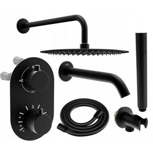 MEXEN/S - Kai DR70 podomietkový vaňový SET s výtokovou hubicou + slim sprcha 25, čierny 77602DR70251-70 vyobraziť