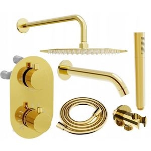 MEXEN/S - Kai DR70 podomietkový vaňový SET s výtokovou hubicou + slim sprcha 25, zlatý 77602DR70251-50 vyobraziť