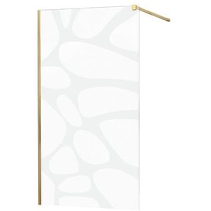 MEXEN/S - KIOTO Sprchová zástena WALK-IN 90x200 cm 8 mm, zlatá, biely vzor 800-090-101-50-97 vyobraziť