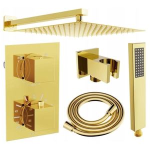 MEXEN/S MEXEN/S - Cube DR02 podomietkový sprchový SET + slim sprcha 25, zlatý 77502DR0225-50 vyobraziť