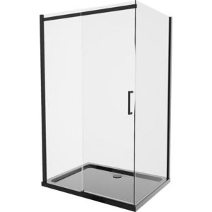 MEXEN/S - Omega sprchovací kút 100x80, transparent, čierna + čierna vanička so sifónom 825-100-080-70-00-4070B vyobraziť