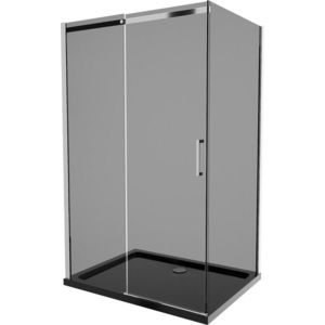 MEXEN/S - Omega sprchovací kút 120x80, grafit, chróm + čierna vanička so sifónom 825-120-080-01-40-4070 vyobraziť