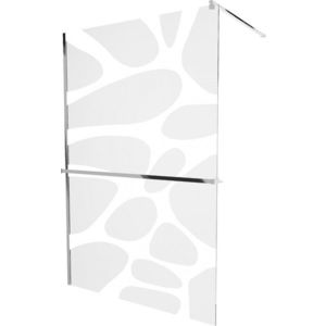 MEXEN/S - Kioto+ Sprchová zástena WALK-IN s poličkou a držiakom uterákov 140 x 200 cm, biela vzor, chróm 800-140-121-01-97 vyobraziť