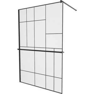MEXEN/S - KIOTO Sprchová zástena WALK-IN s poličkou a držiakom uterákov 90 x 200, transparent/čierna 8 mm, čierna 800-090-121-70-78 vyobraziť