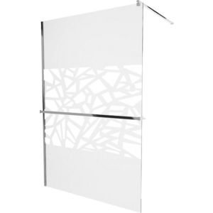 MEXEN/S - KIOTO Sprchová zástena WALK-IN s poličkou a držiakom uterákov 110 x 200, transparent/biely dekor 8 mm, chróm 800-110-121-01-85 vyobraziť