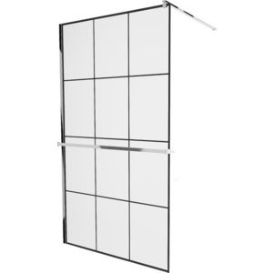 MEXEN/S - KIOTO Sprchová zástena WALK-IN s poličkou a držiakom uterákov 110 x 200, transparent/čierna 8 mm, chróm 800-110-121-01-77 vyobraziť
