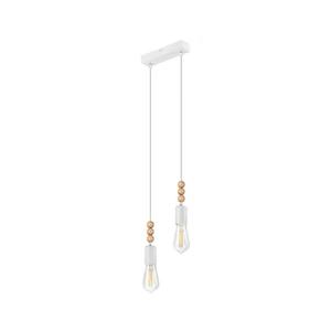 Luster na lanku SIMON 2xE27/60W/230V biela/buk LM-2.108 WHITE vyobraziť